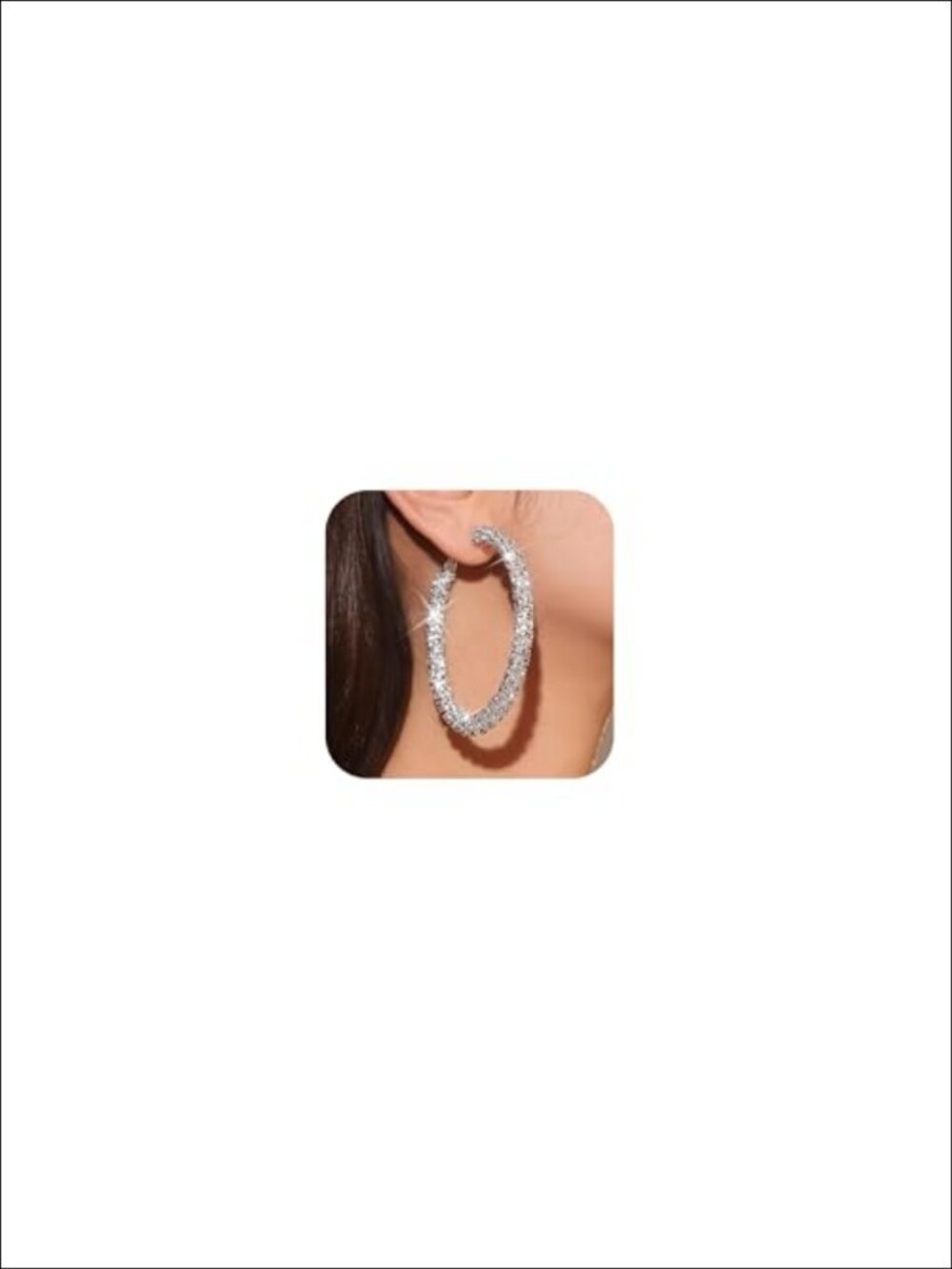 Rhinestone Hoop Earrings for Women Sparkly Bling Statement Jewelry Wedding Party